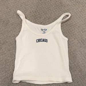 Brandy Melville White Tank Top with Chicago Print